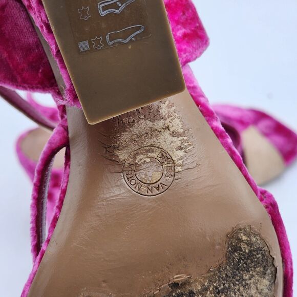 Dries Van Noten Pink Velvet Sandal Heels Size 37.5 EU - Picture 10 of 12